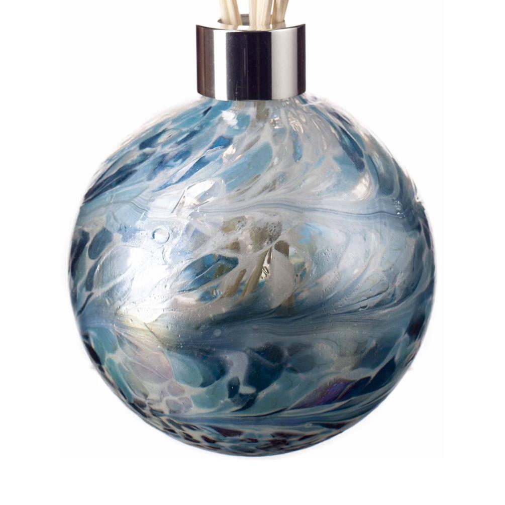 Amelia Art Glass Turquoise & White Crackle Sphere Reed Diffuser Extra Image 1